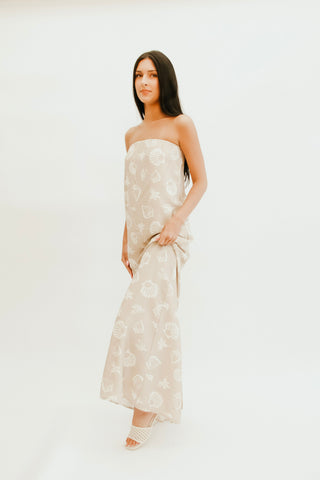 Seaside Shell Strapless Maxi Dress