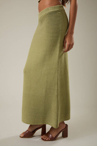 Matcha Luxe Ribbed Midi Skirt