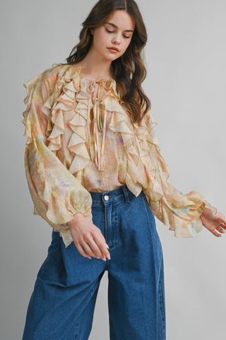 Golden Muse Ruffle Blouse