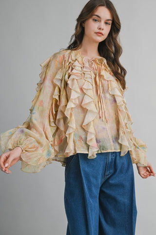 Golden Muse Ruffle Blouse