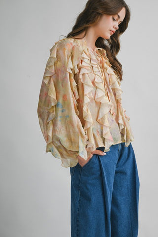 Golden Muse Ruffle Blouse