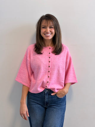 Posie Pink Button Cardigan