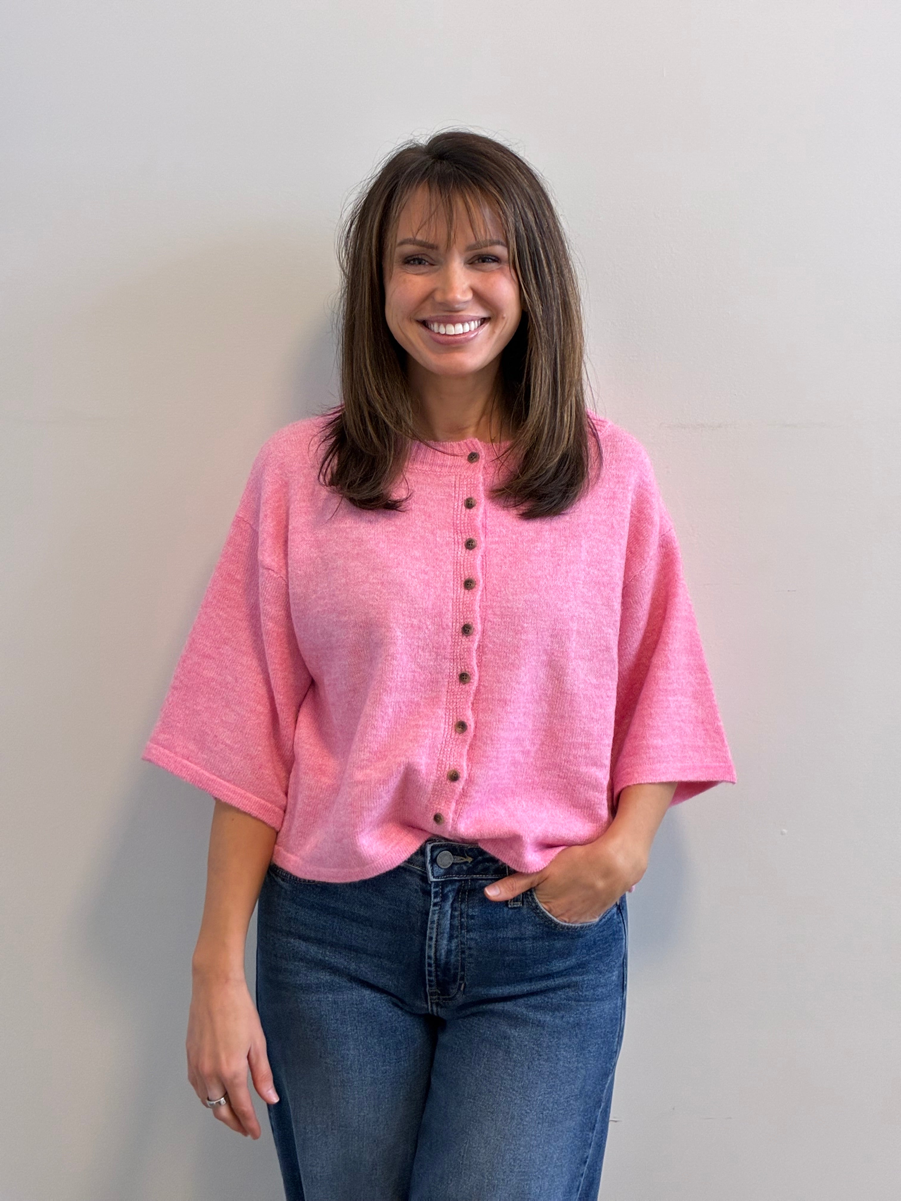 Posie Pink Button Cardigan