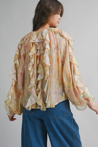 Golden Muse Ruffle Blouse