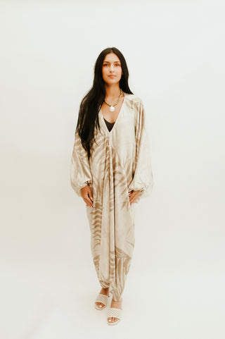 Desert Palm Satin Kaftan Maxi