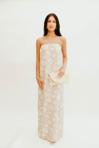 Seaside Shell Strapless Maxi Dress