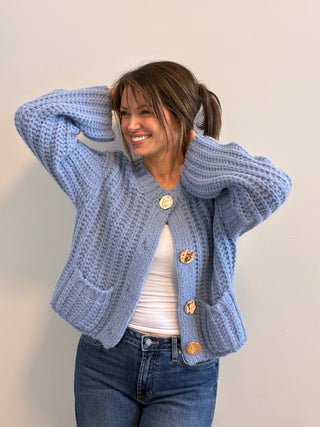 The Periwinkle Pearl Button Cardigan