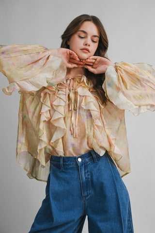 Golden Muse Ruffle Blouse