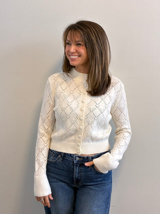 Pointelle Cream Cardigan