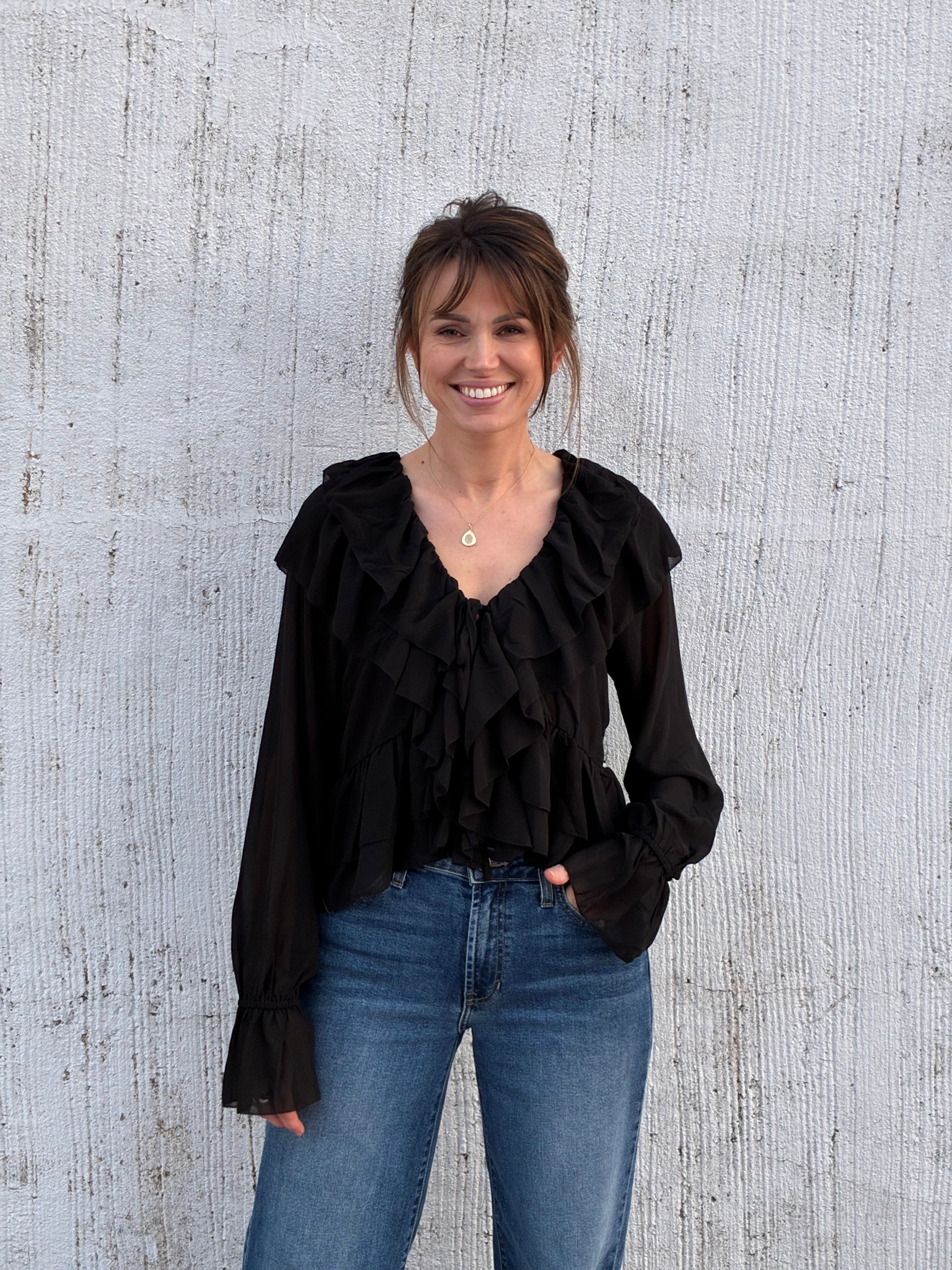 The Ruffle Romance Tie-Front Blouse