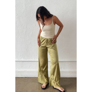 Pistachio Satin Cropped Pants