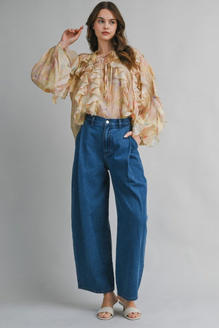 Golden Muse Ruffle Blouse