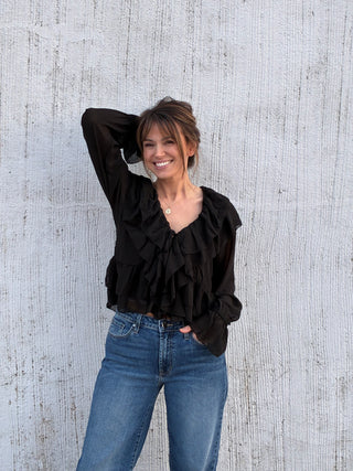 The Ruffle Romance Tie-Front Blouse