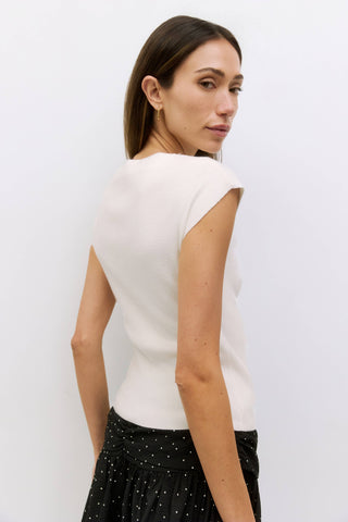 The Lori Top | Sleeveless Boat Neck Knit Top