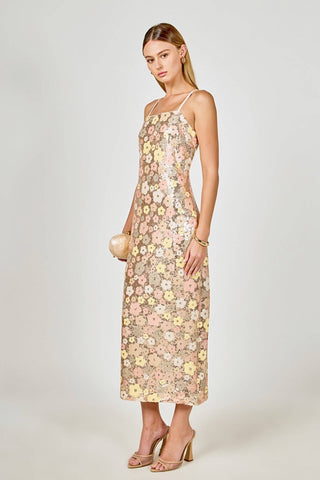 The Champagne Garden Sequin Midi