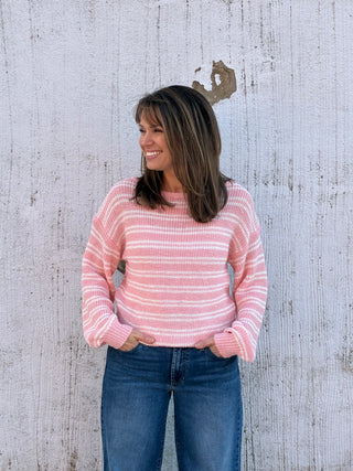 The Seaside Blush Stripe Sweater