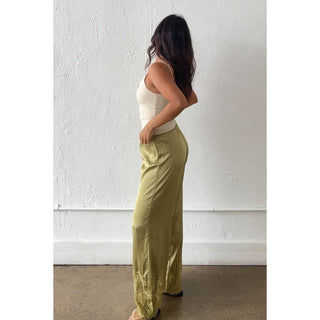 Pistachio Satin Cropped Pants