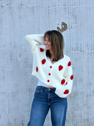 The Deana Strawberry Wine Cardigan