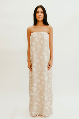 Seaside Shell Strapless Maxi Dress