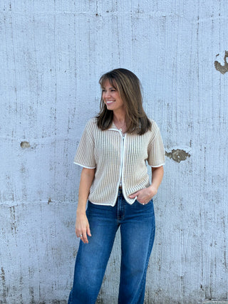 The Sunday Breeze Zip Knit Top