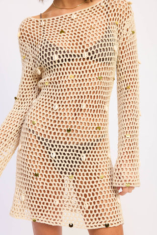 Seashell Soirée Crochet Cover-Up Dress