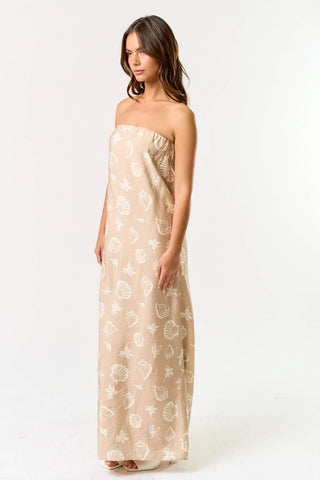 Seaside Shell Strapless Maxi Dress