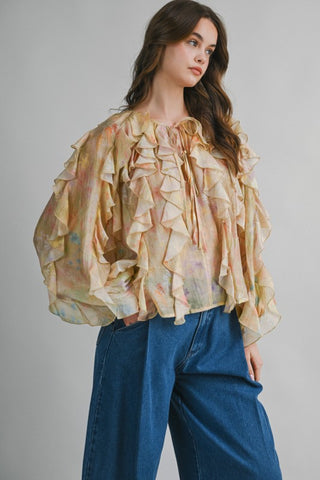 Golden Muse Ruffle Blouse