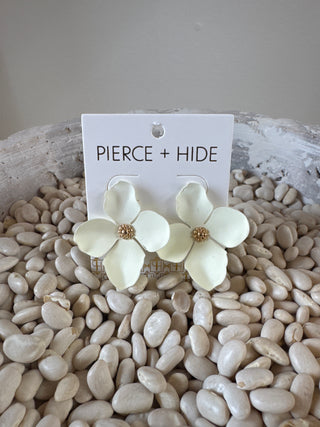 Cream Petal Statement Stud Earrings