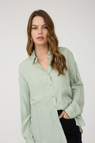 Sage Ease Oversized Button Down