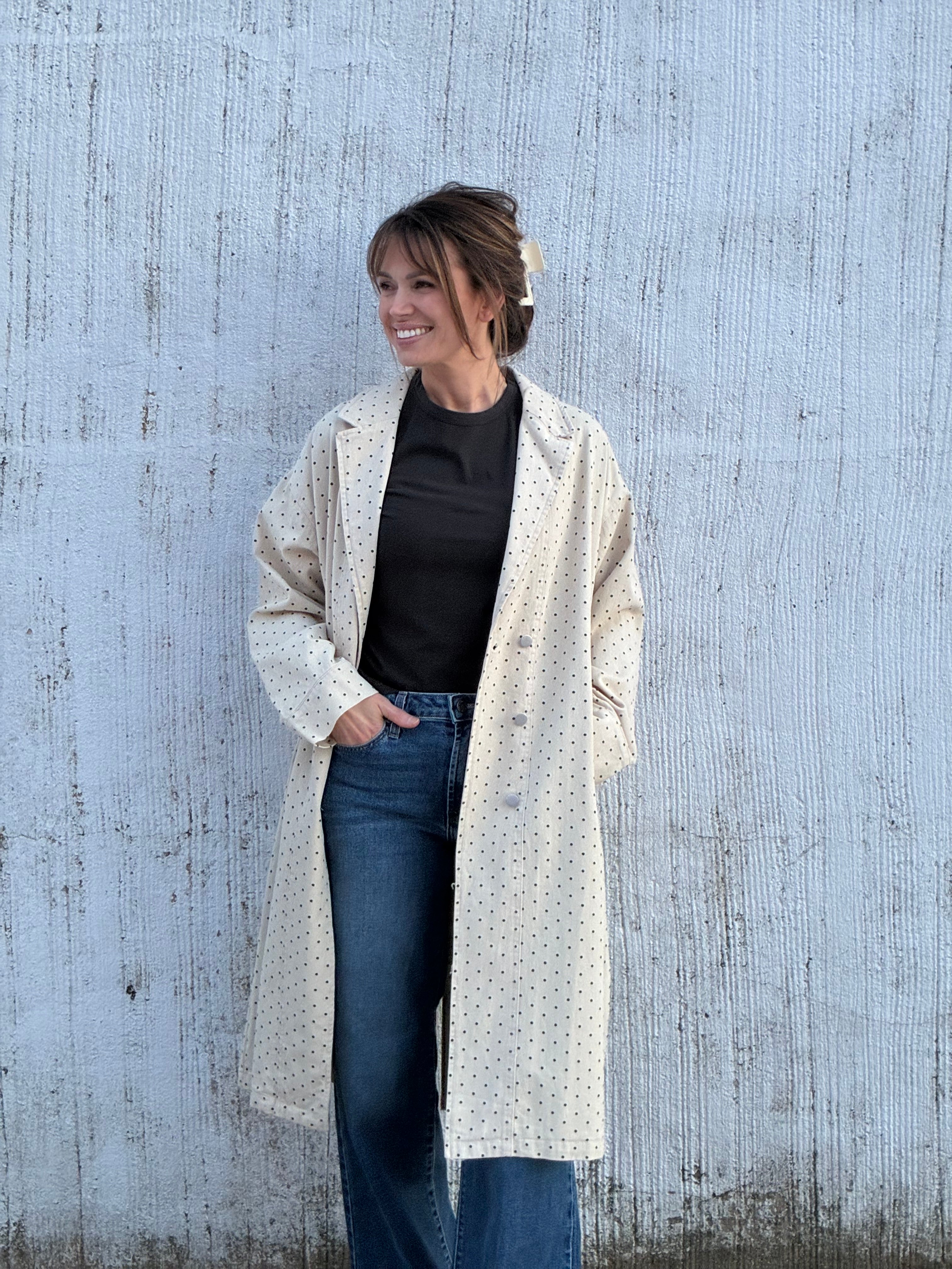 The Paris Dot Denim Trench