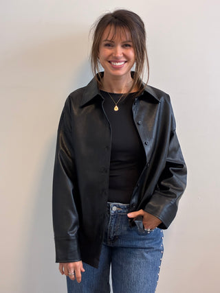 Oversized Leather Shacket