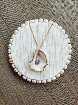 Oyster Shell Pendant Necklace - Gold Filled