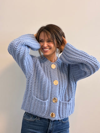 The Periwinkle Pearl Button Cardigan