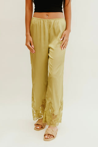 Pistachio Satin Cropped Pants