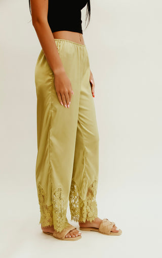 Pistachio Satin Cropped Pants