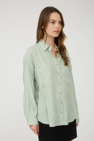 Sage Ease Oversized Button Down