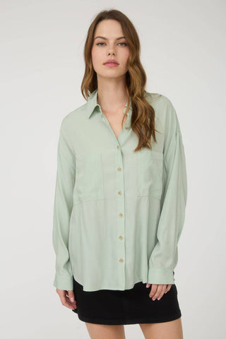 Sage Ease Oversized Button Down