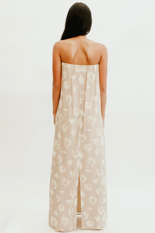 Seaside Shell Strapless Maxi Dress