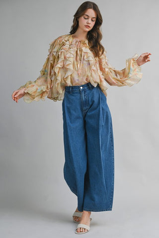 Golden Muse Ruffle Blouse