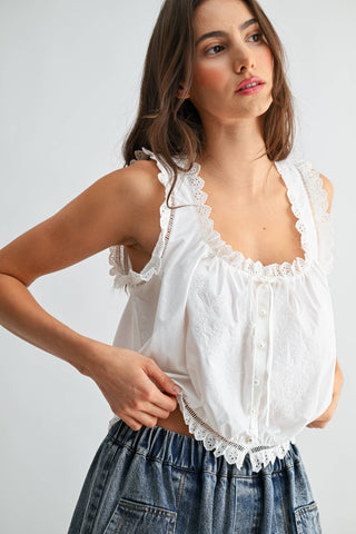 The Savannah Eyelet Tie Top