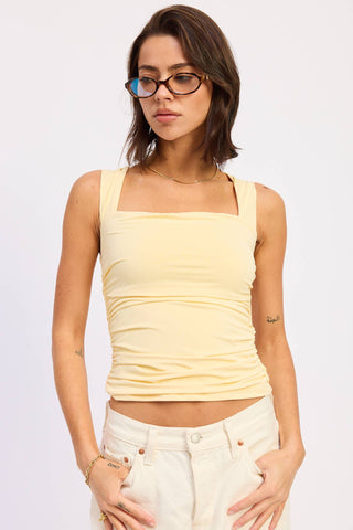 Honeydew Shirred Knit Tank