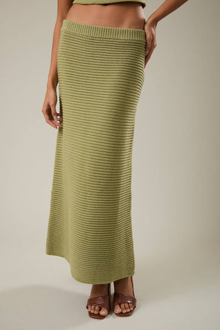 Matcha Luxe Ribbed Midi Skirt