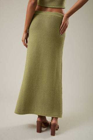 Matcha Luxe Ribbed Midi Skirt