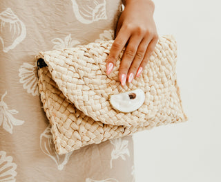 Beige Oyster Shell Clutch