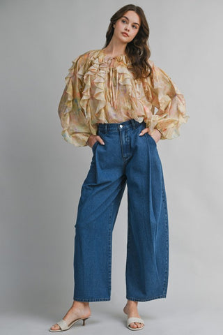 Golden Muse Ruffle Blouse