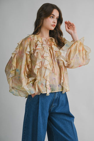 Golden Muse Ruffle Blouse