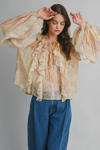 Golden Muse Ruffle Blouse