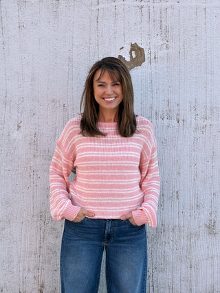 The Seaside Blush Stripe Sweater
