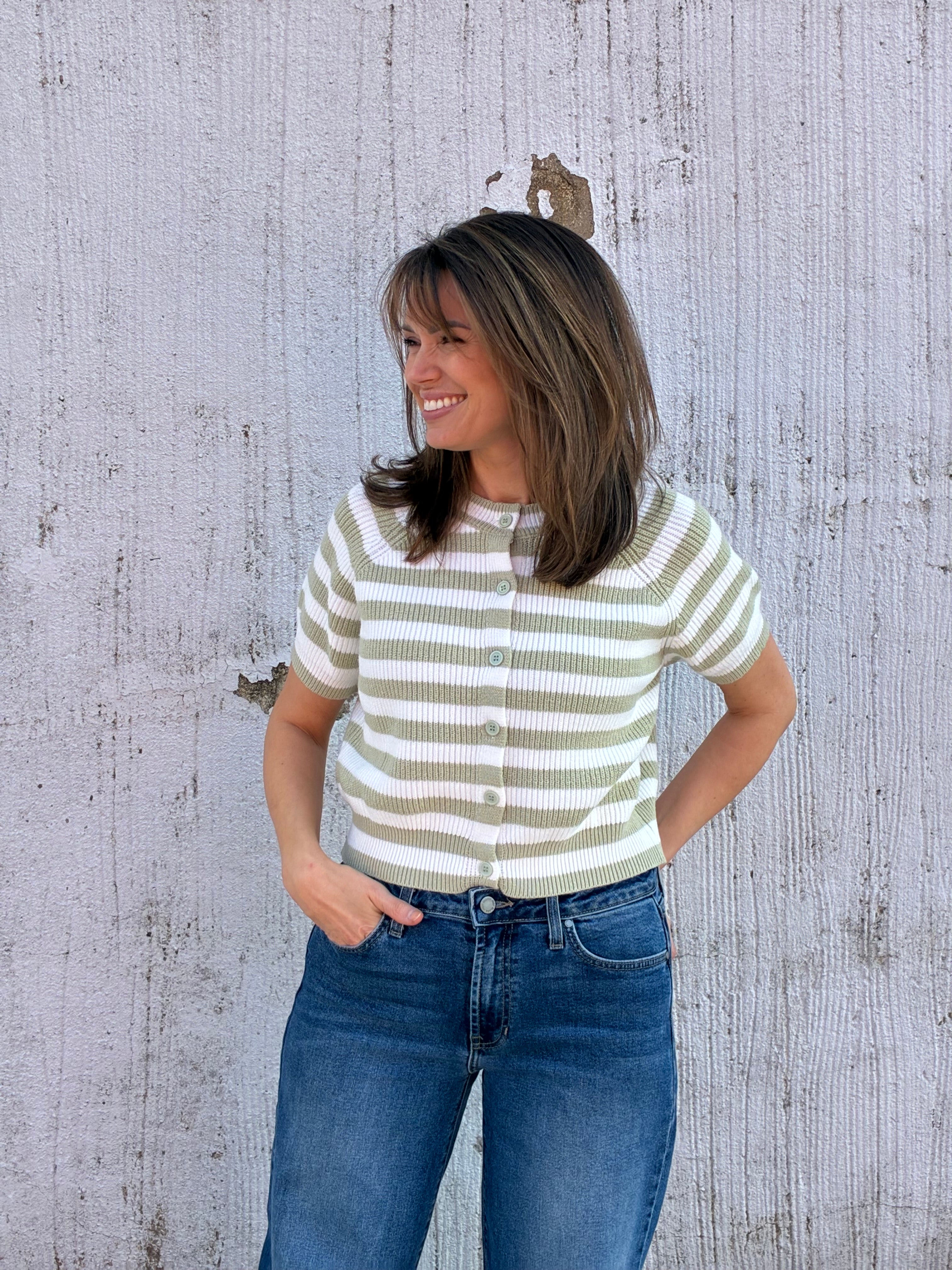 The Sage Breeze Stripe Sweater