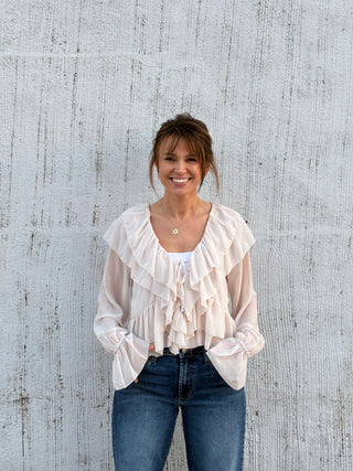 The Ruffle Romance Tie-Front Blouse